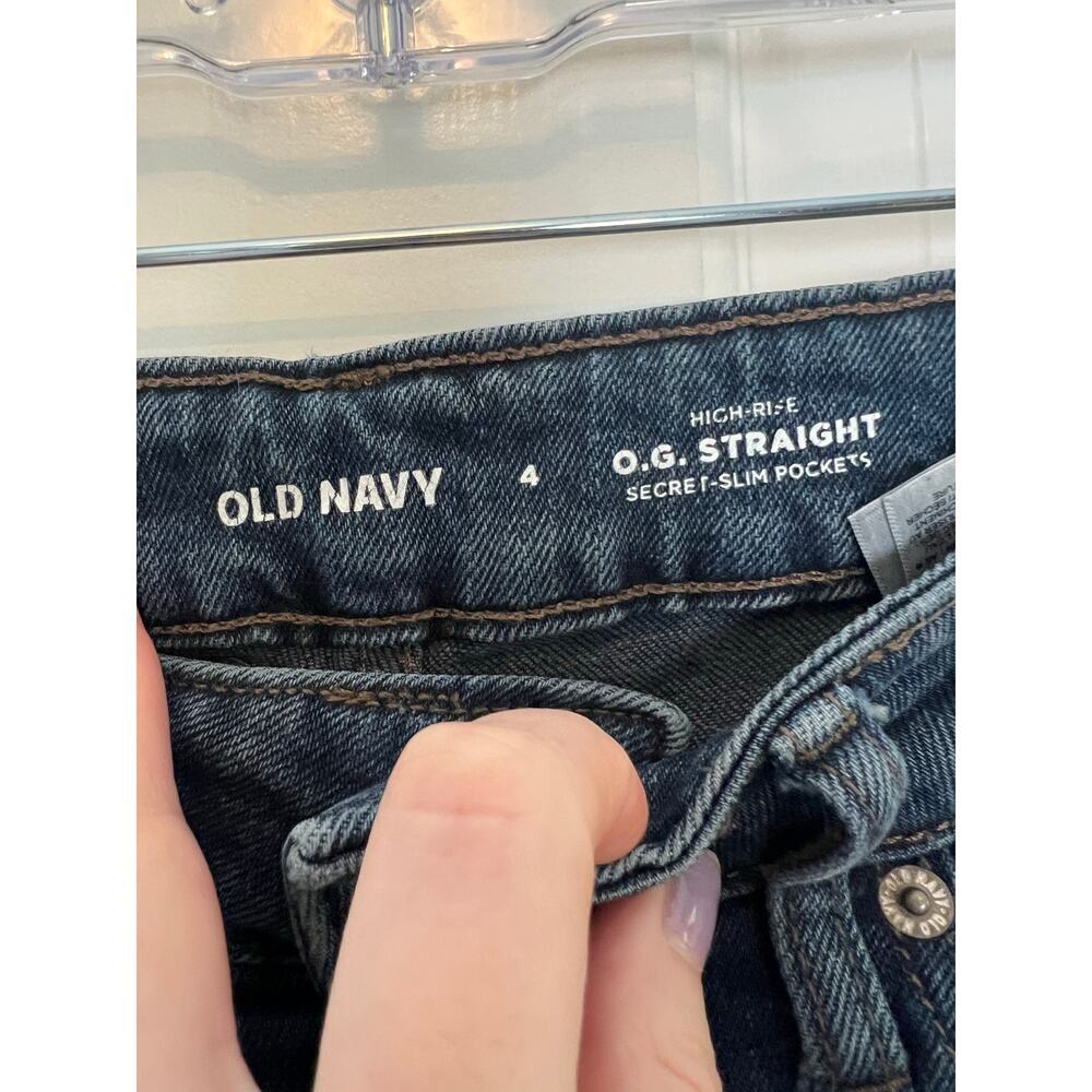 Old Navy O.G. Straight High Rise Jeans Secret Slim Pockets Dark Wash Women's 4 - Picture 3 of 10